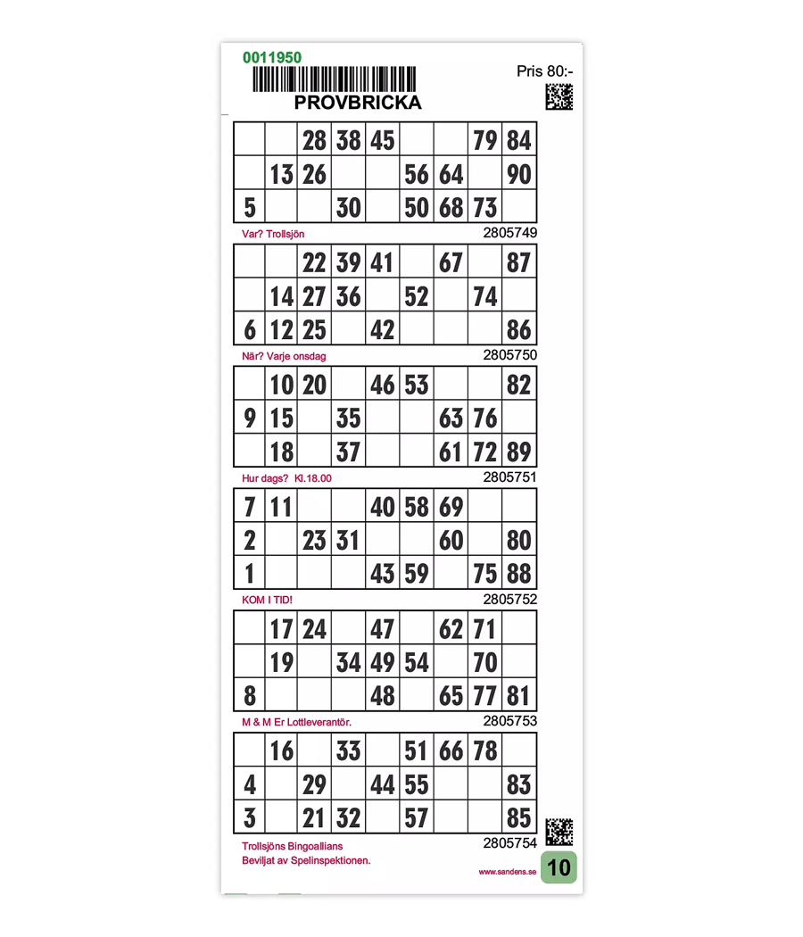 Bingoblad Internbingo